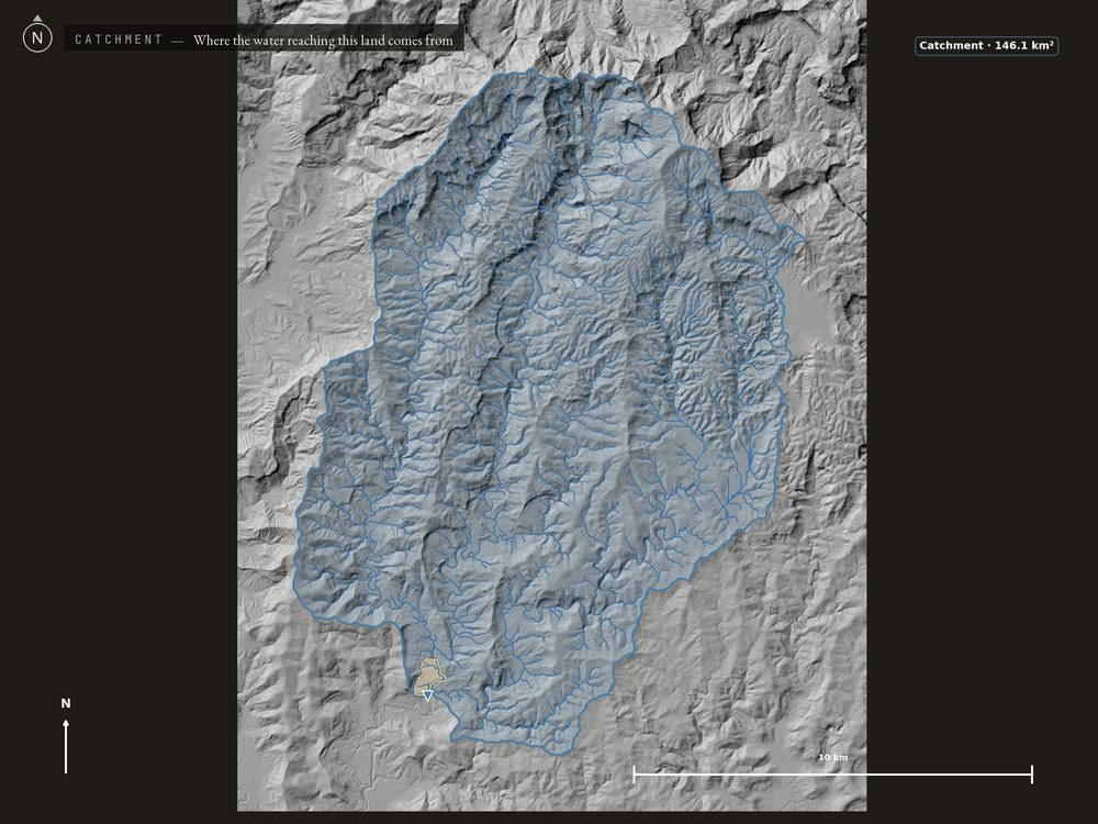 Upstream catchment basin, from 1m elevation data
