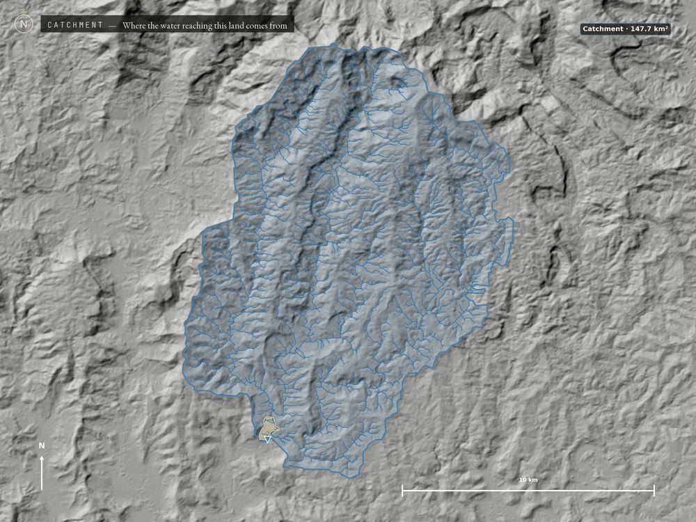 Upstream catchment basin, from 30m elevation data