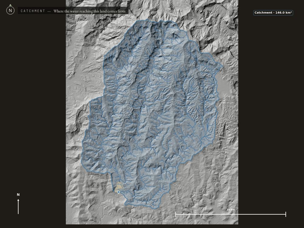 Upstream catchment basin, from 5m elevation data