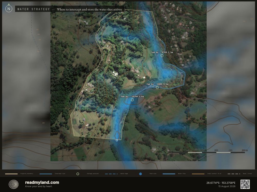 Where upslope water crosses the boundary, from 30m elevation data