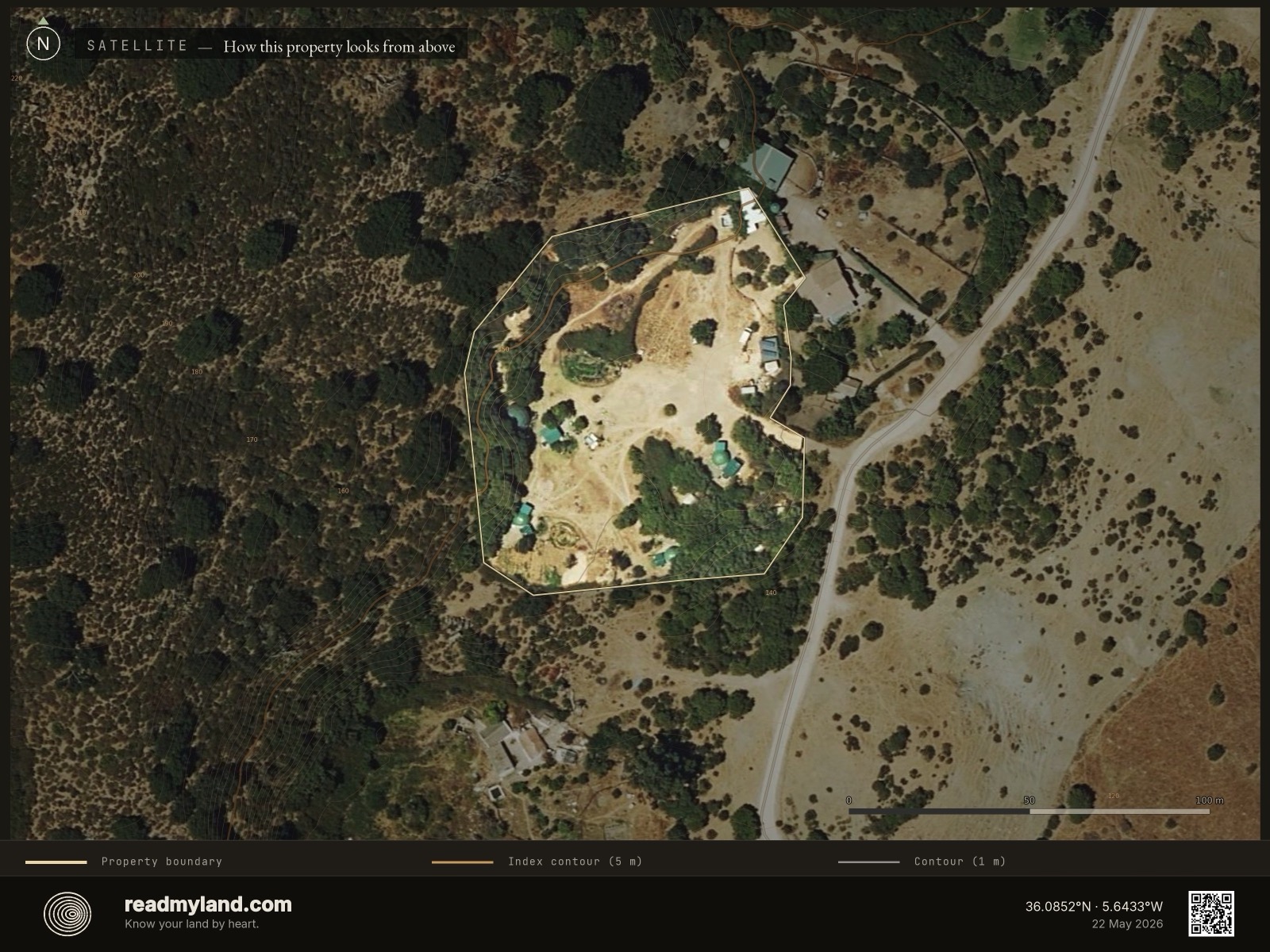 Satellite view of a coastal parcel near Tarifa, Cádiz