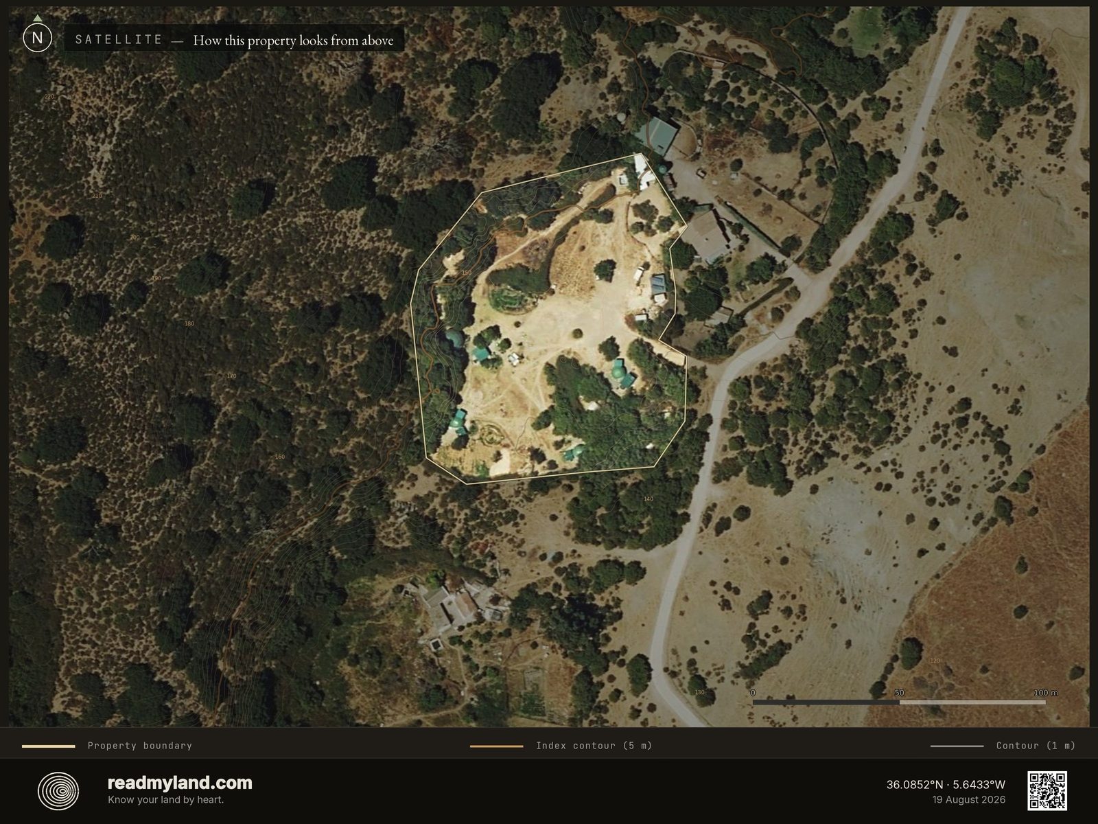 Satellite view of a coastal parcel near Tarifa, Cádiz