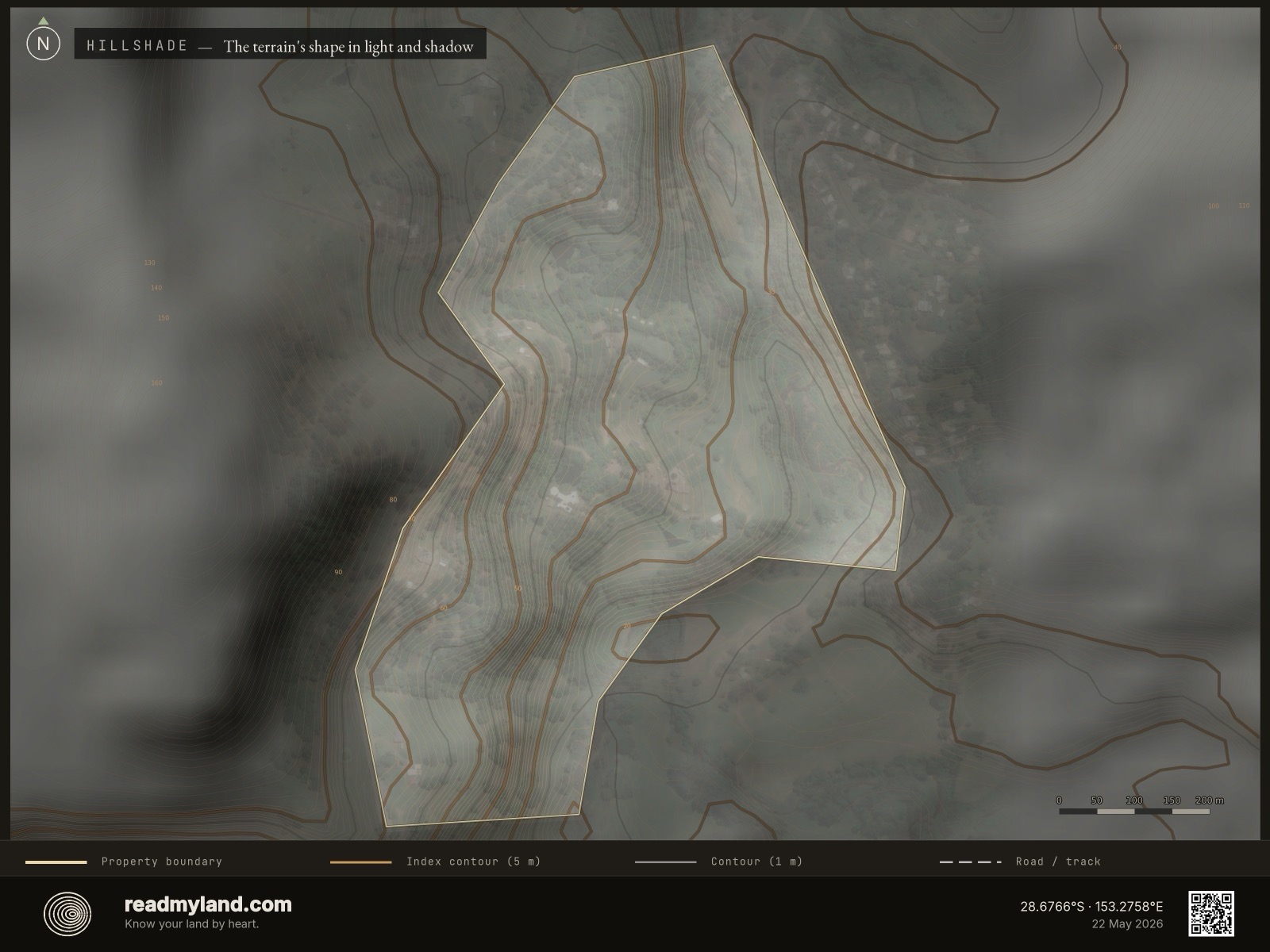 Hillshade relief map of Zaytuna Farm
