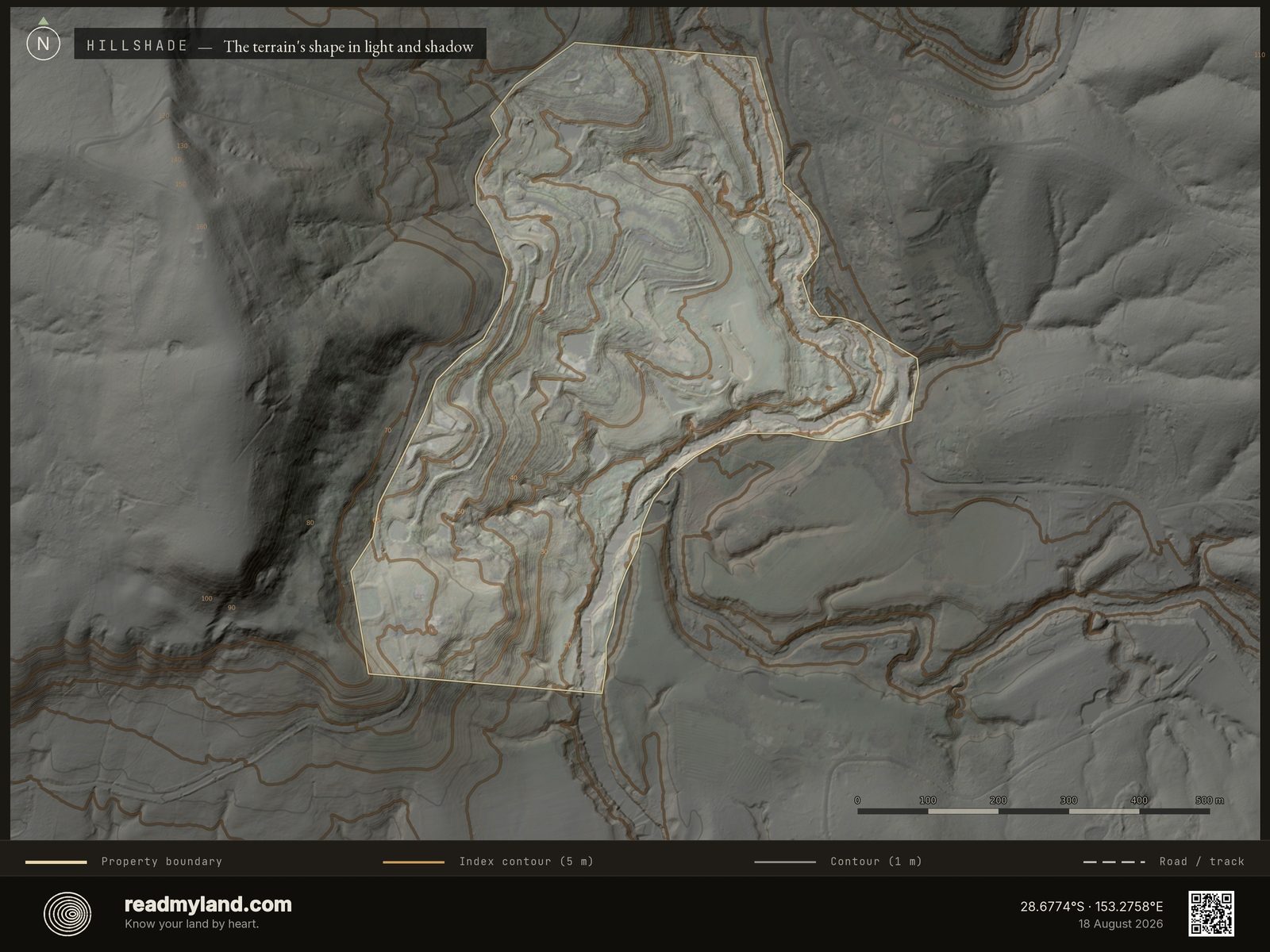 Hillshade relief map of Zaytuna Farm