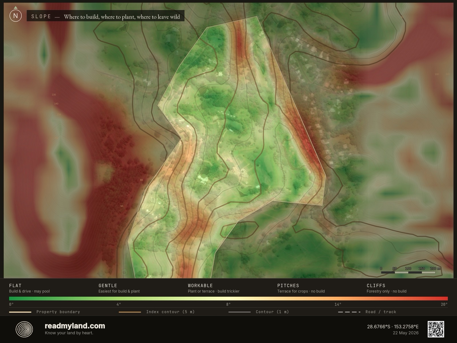 Slope-steepness map of Zaytuna Farm